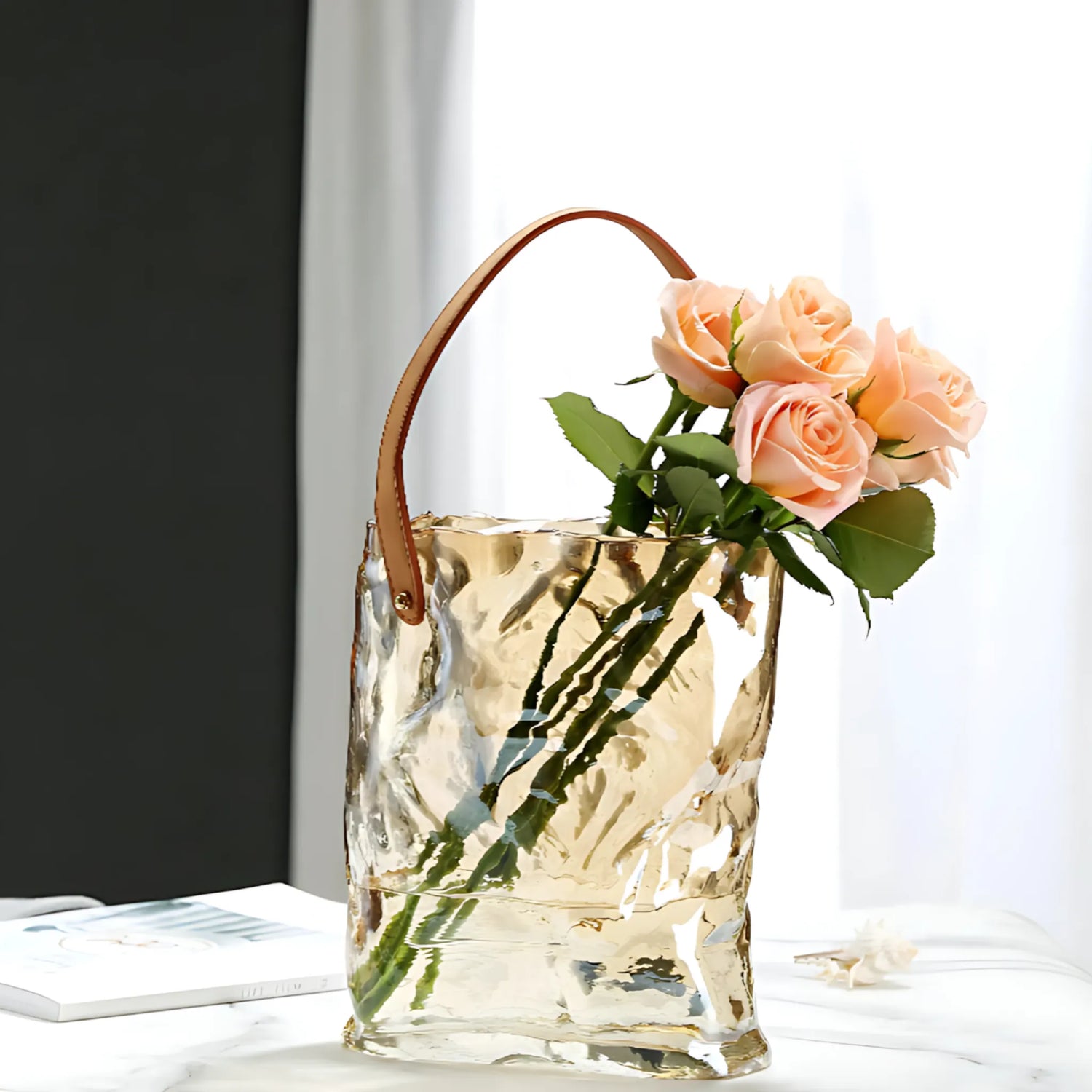 Tote bag style vase