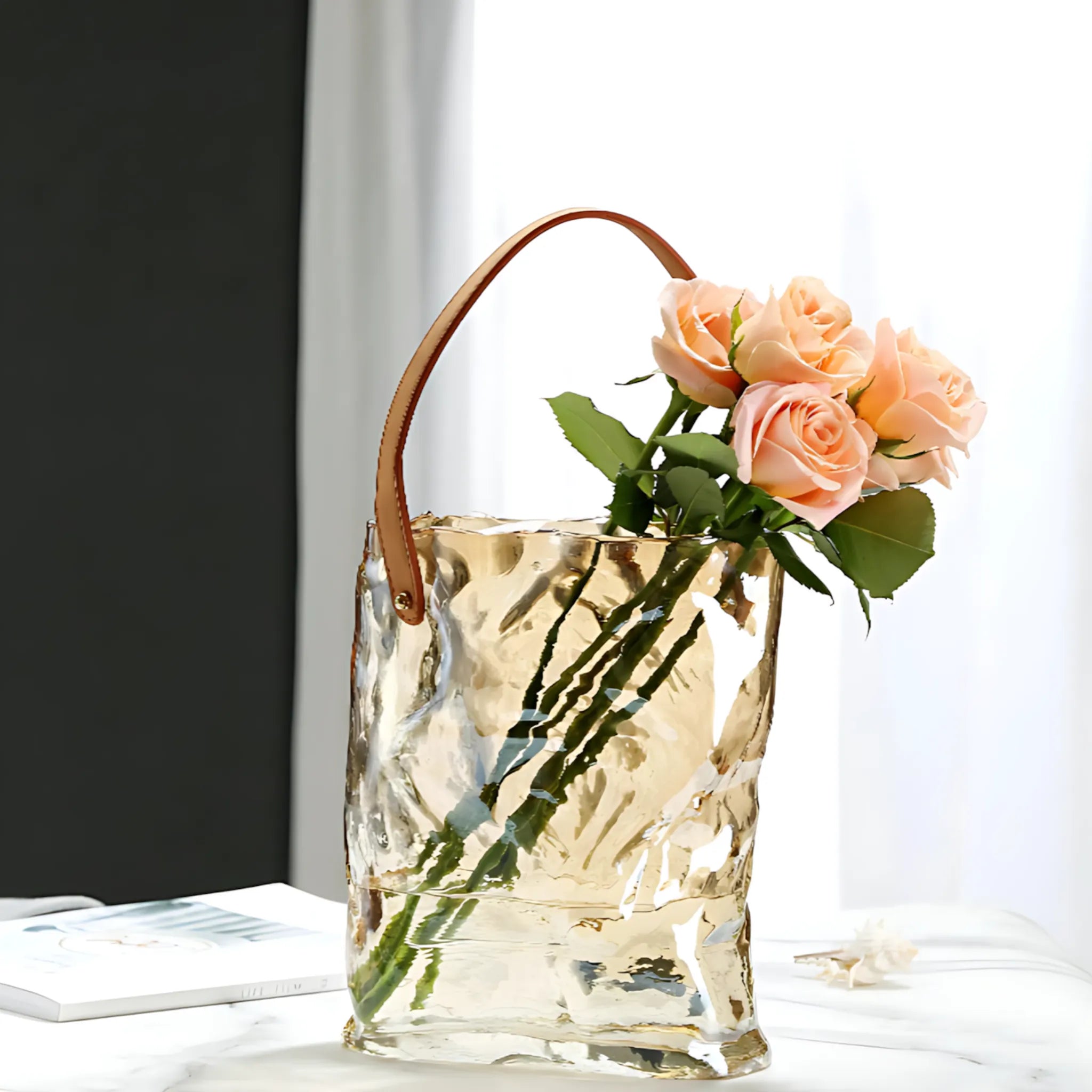 Tote bag style vase