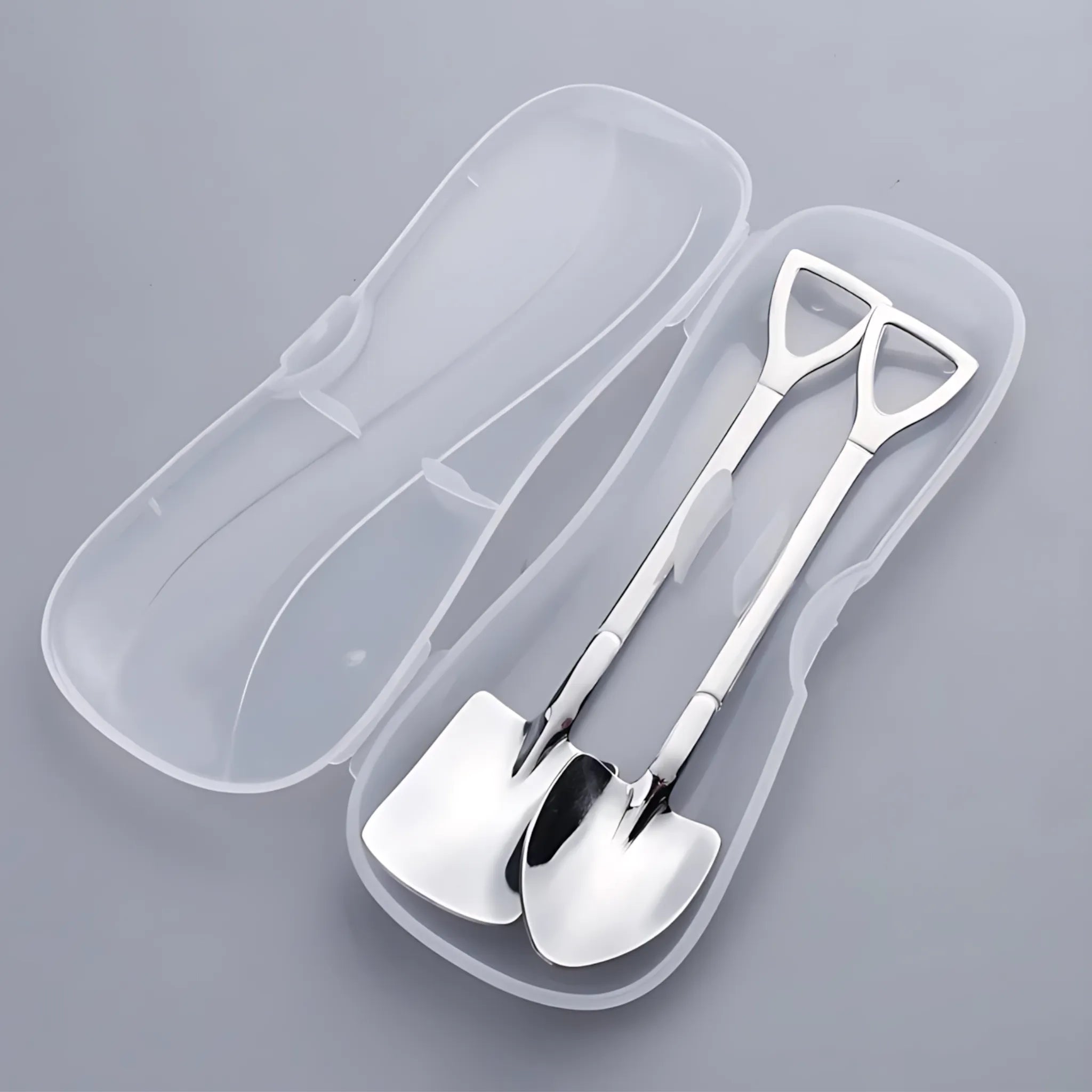 Shovel Coffee Spoon Set - 2 pcs Stainless Steel Ice Cream & Dessert Spoons
