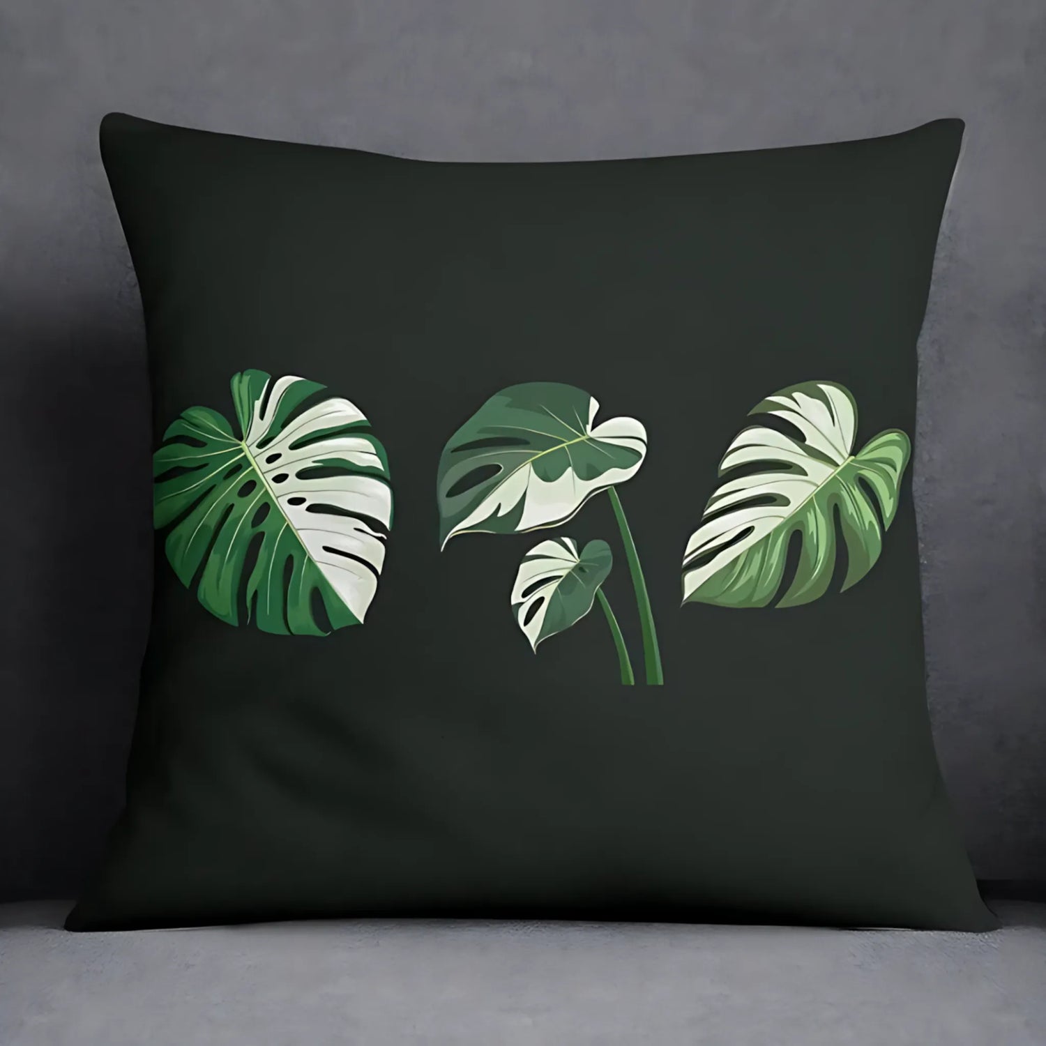 Leaf print throw pillow