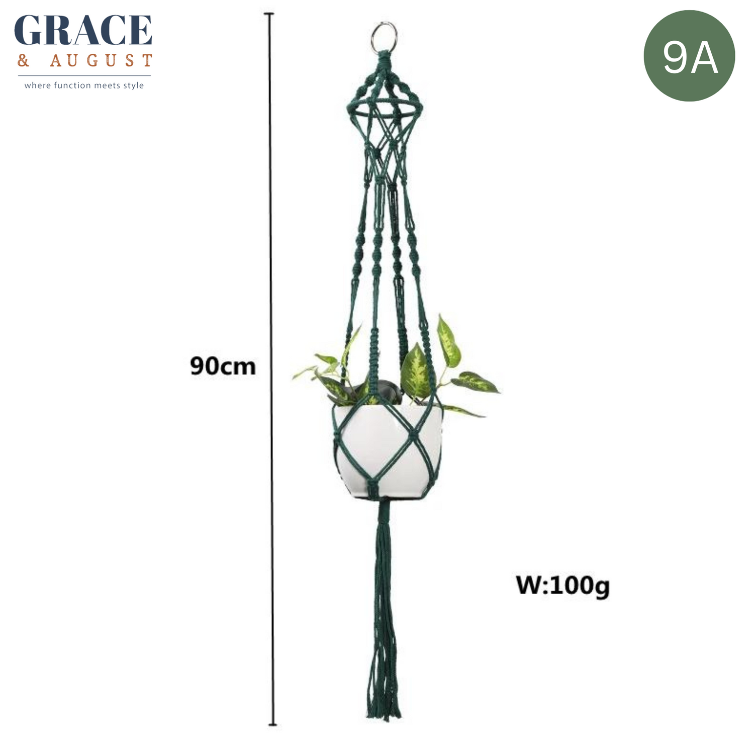 green macrame hanger