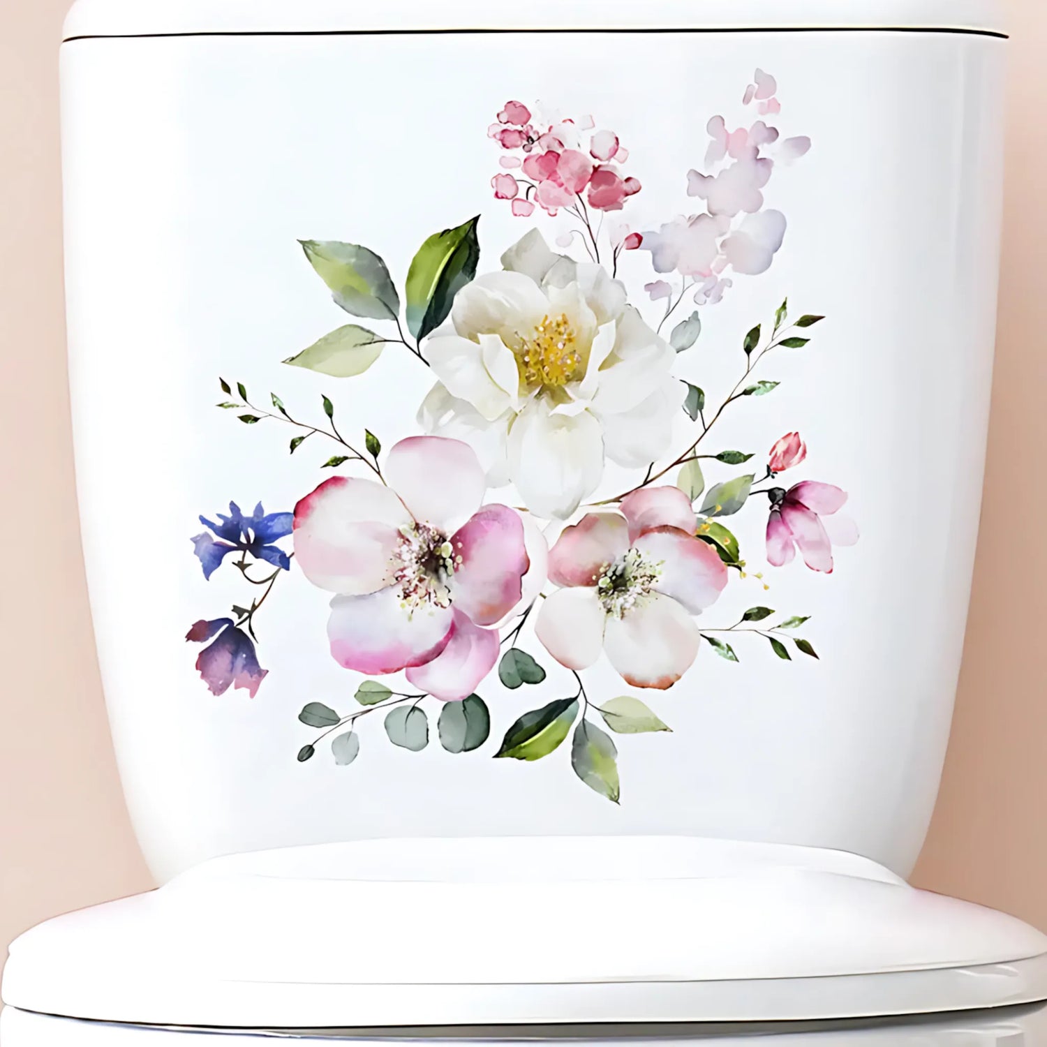 Floral toilet seat decal