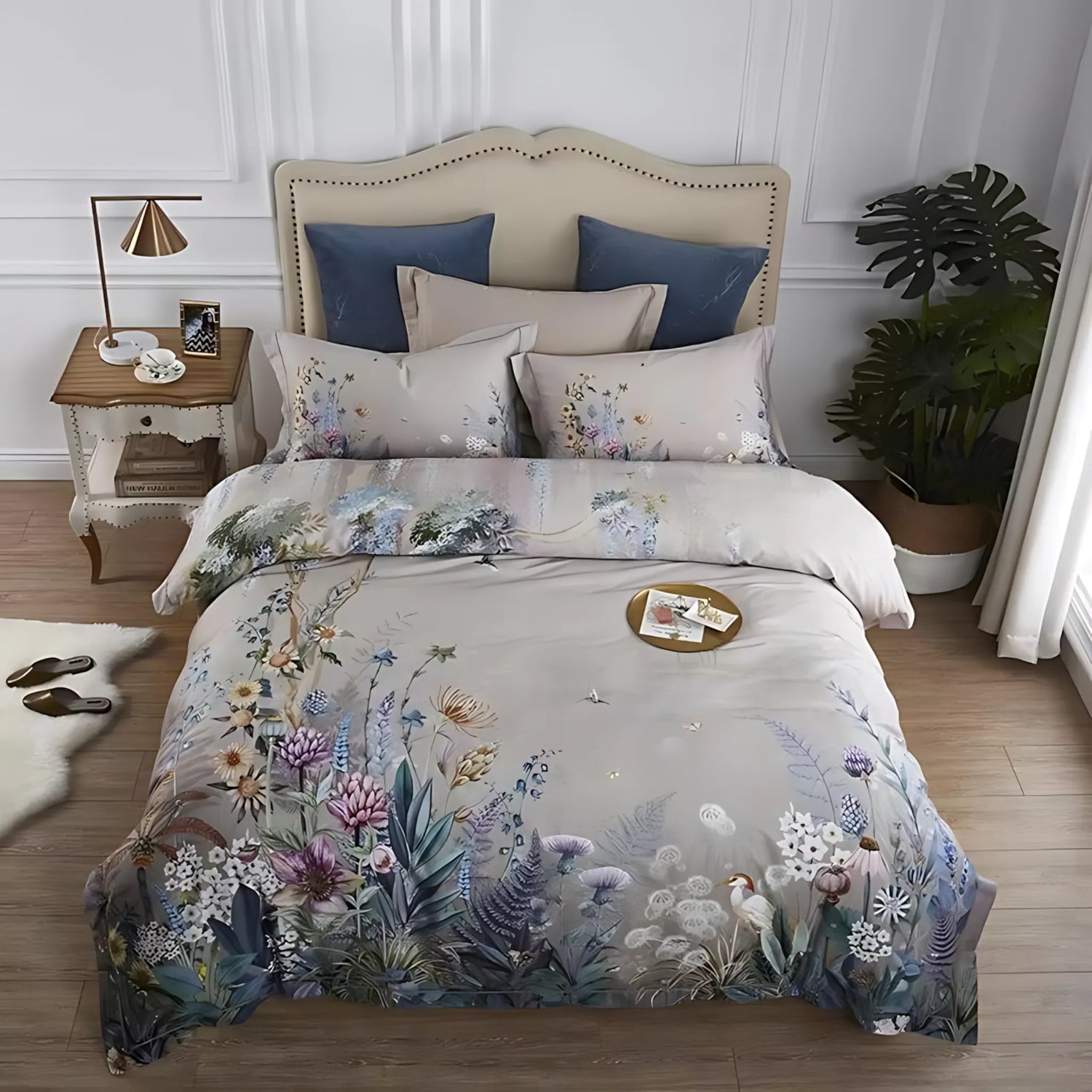 elegant floral cotton bed sheets