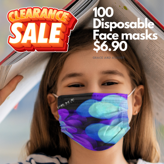 Child Face Mask Medical Grade Disposable | Child Sized Mask  Balloon Fun Print | 10x10 Pack Child