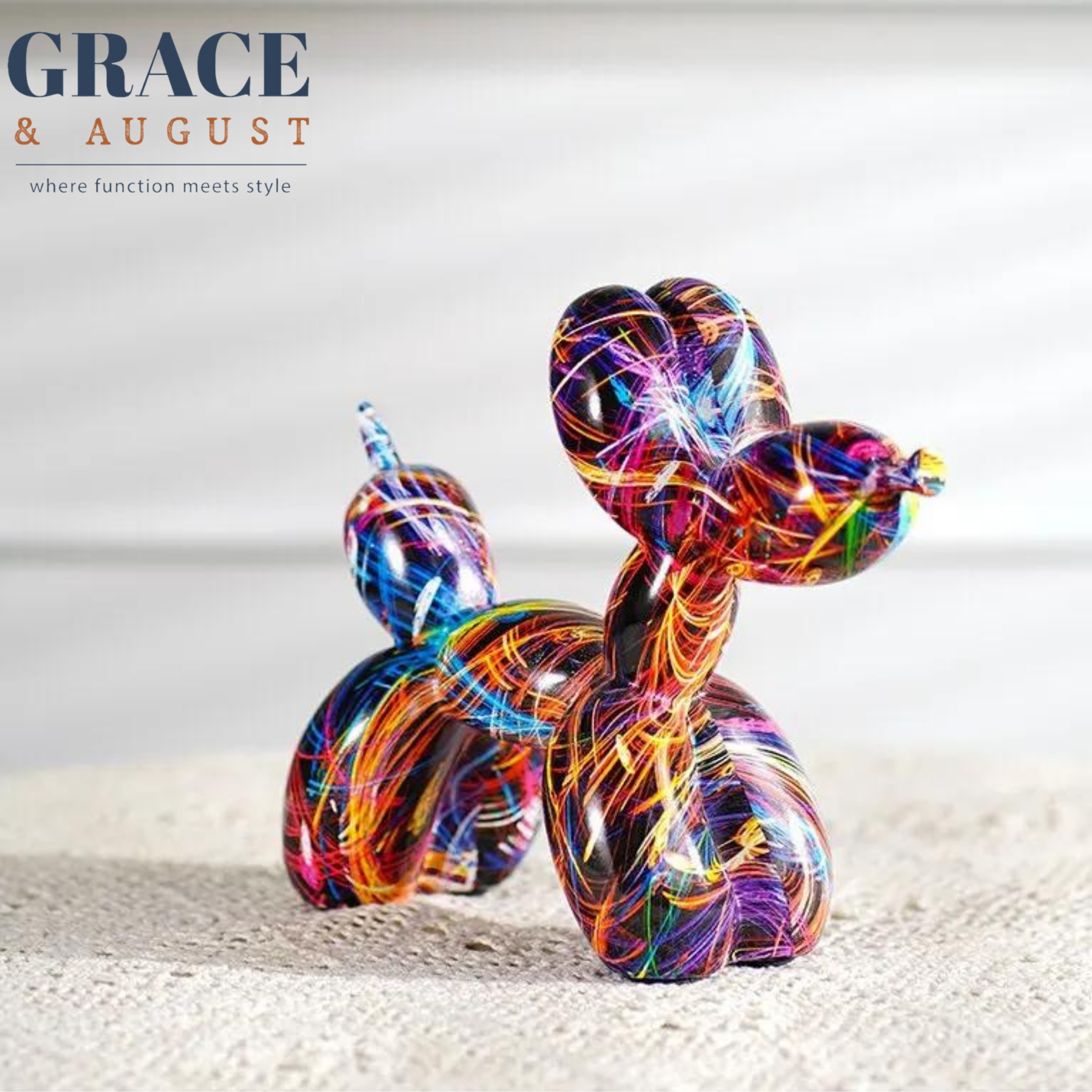 Black and gold balloon dog
