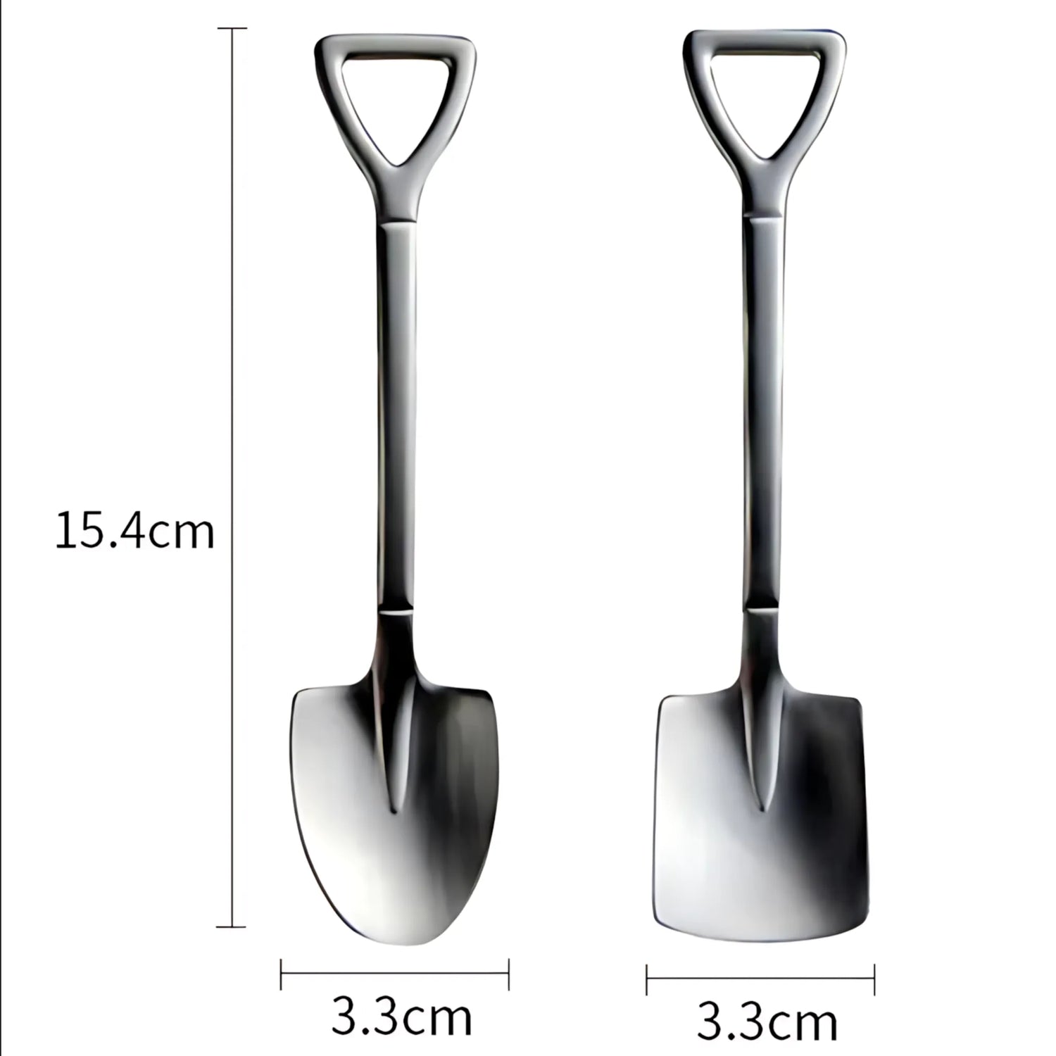 Shovel Coffee Spoon Set - 2 pcs Stainless Steel Ice Cream & Dessert Spoons
