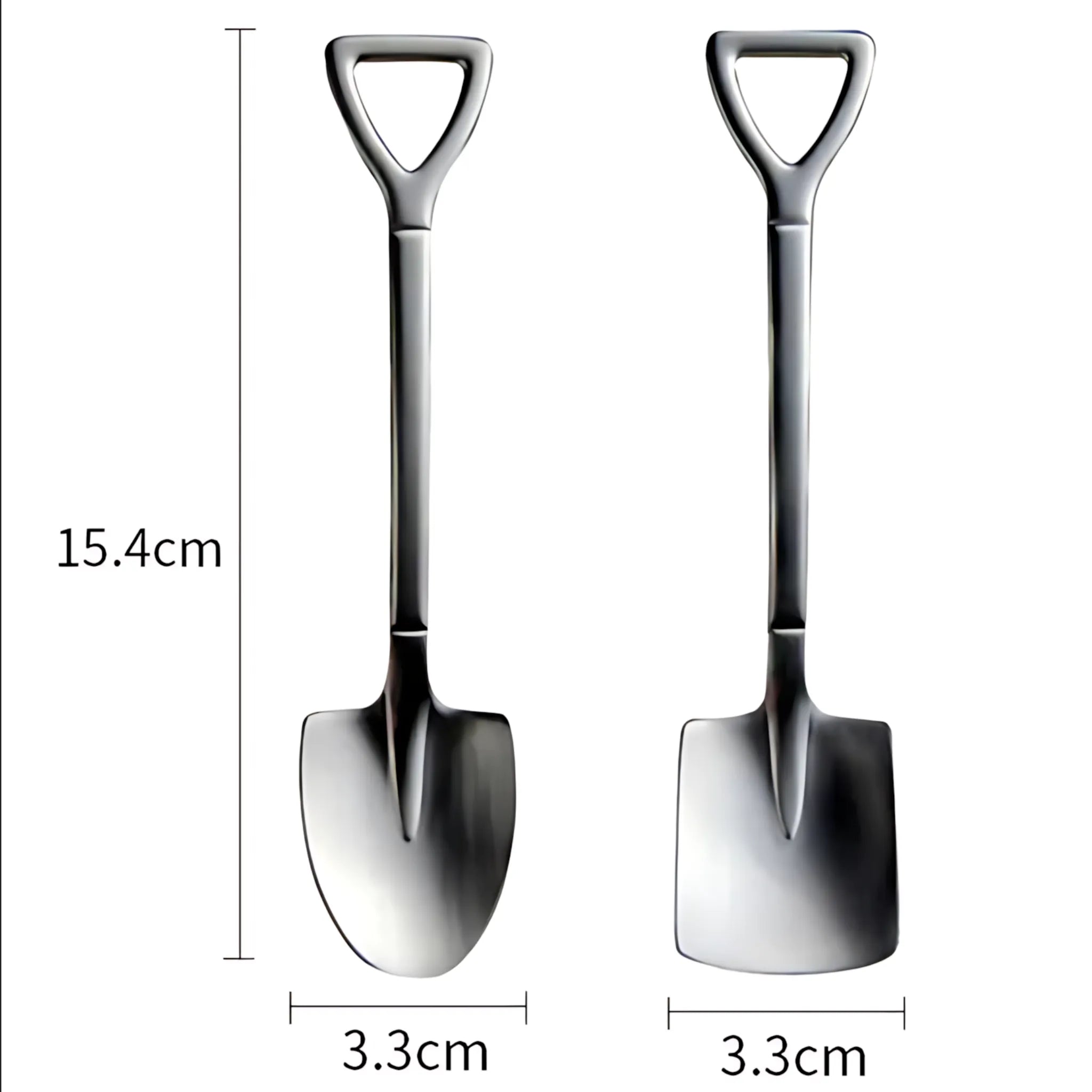 Shovel Coffee Spoon Set - 2 pcs Stainless Steel Ice Cream & Dessert Spoons