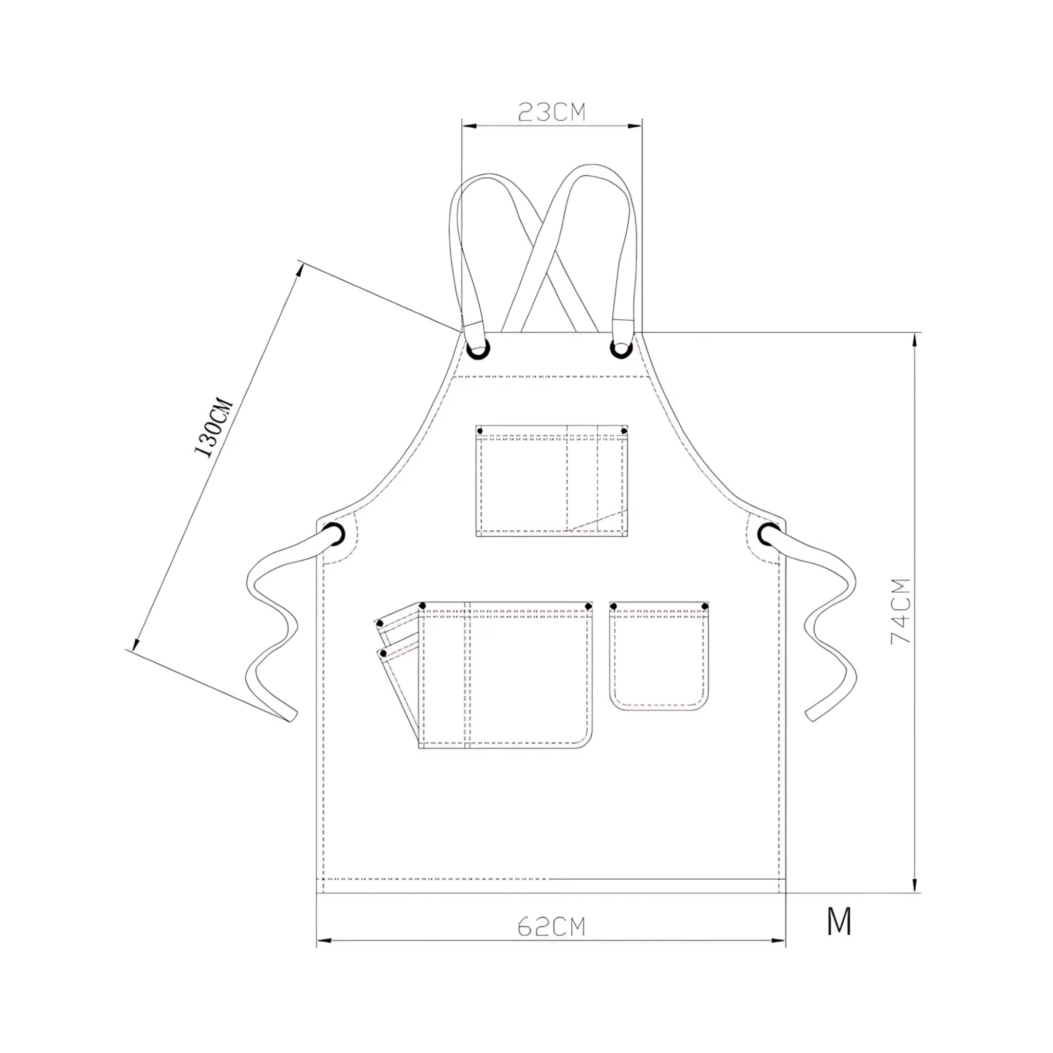 Denim apron with pockets