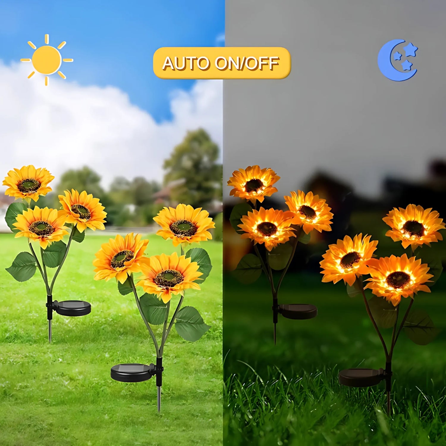 Solar-powered flower lights