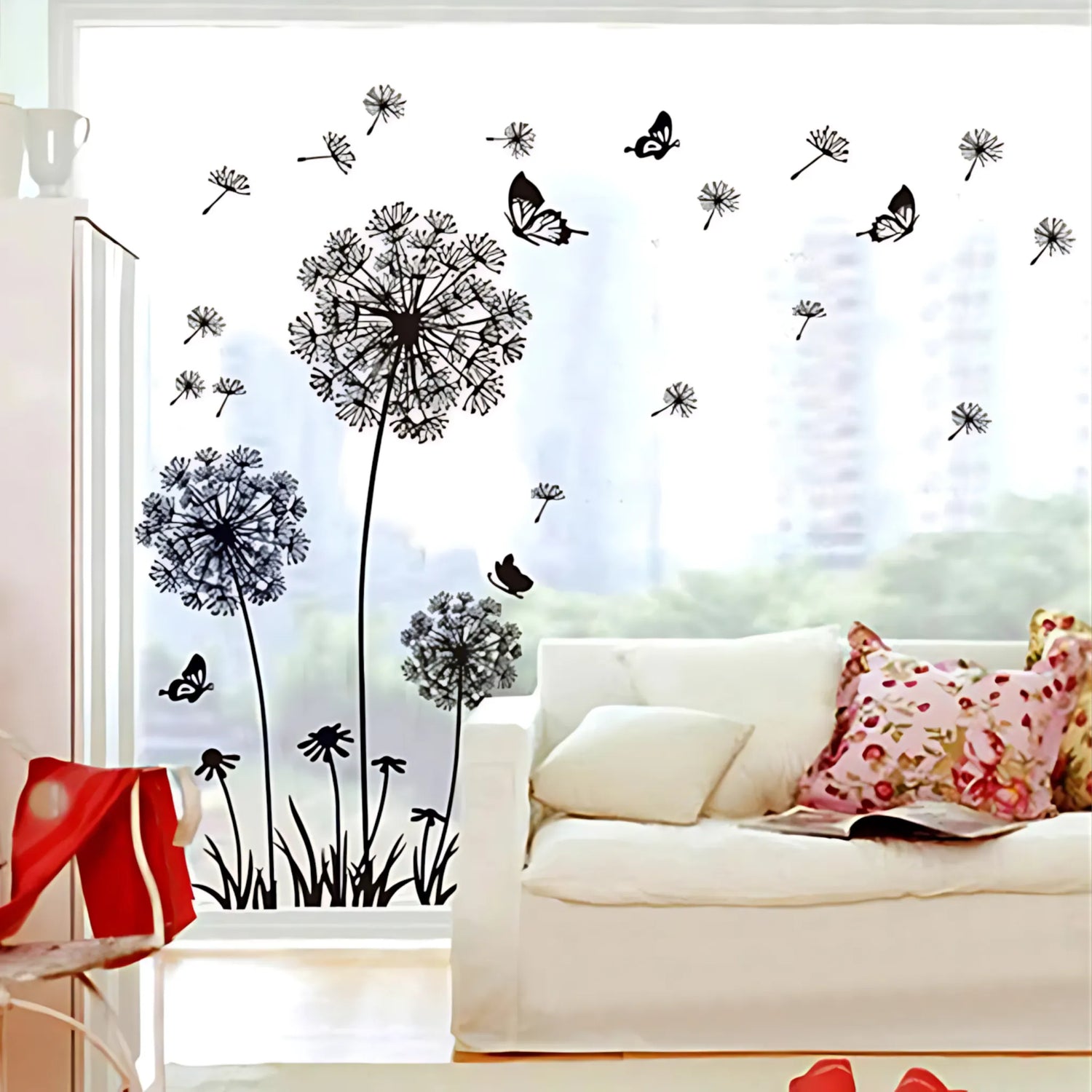 Black Dandelion Wall Decals - Elegant Home Decor Stickers