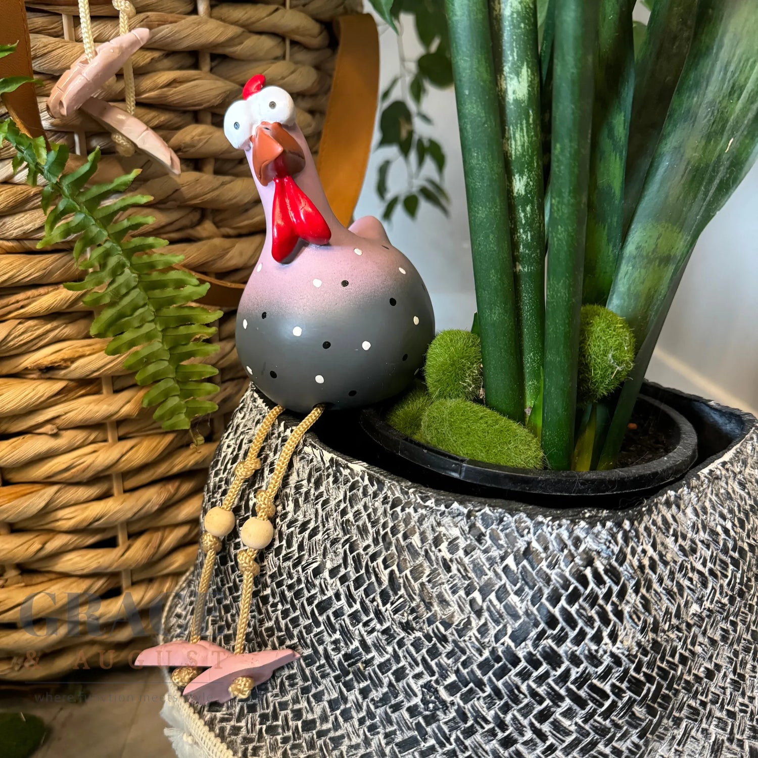 Whimsical chicken decor