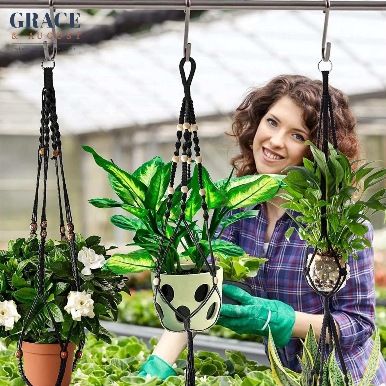 black macrame hanger