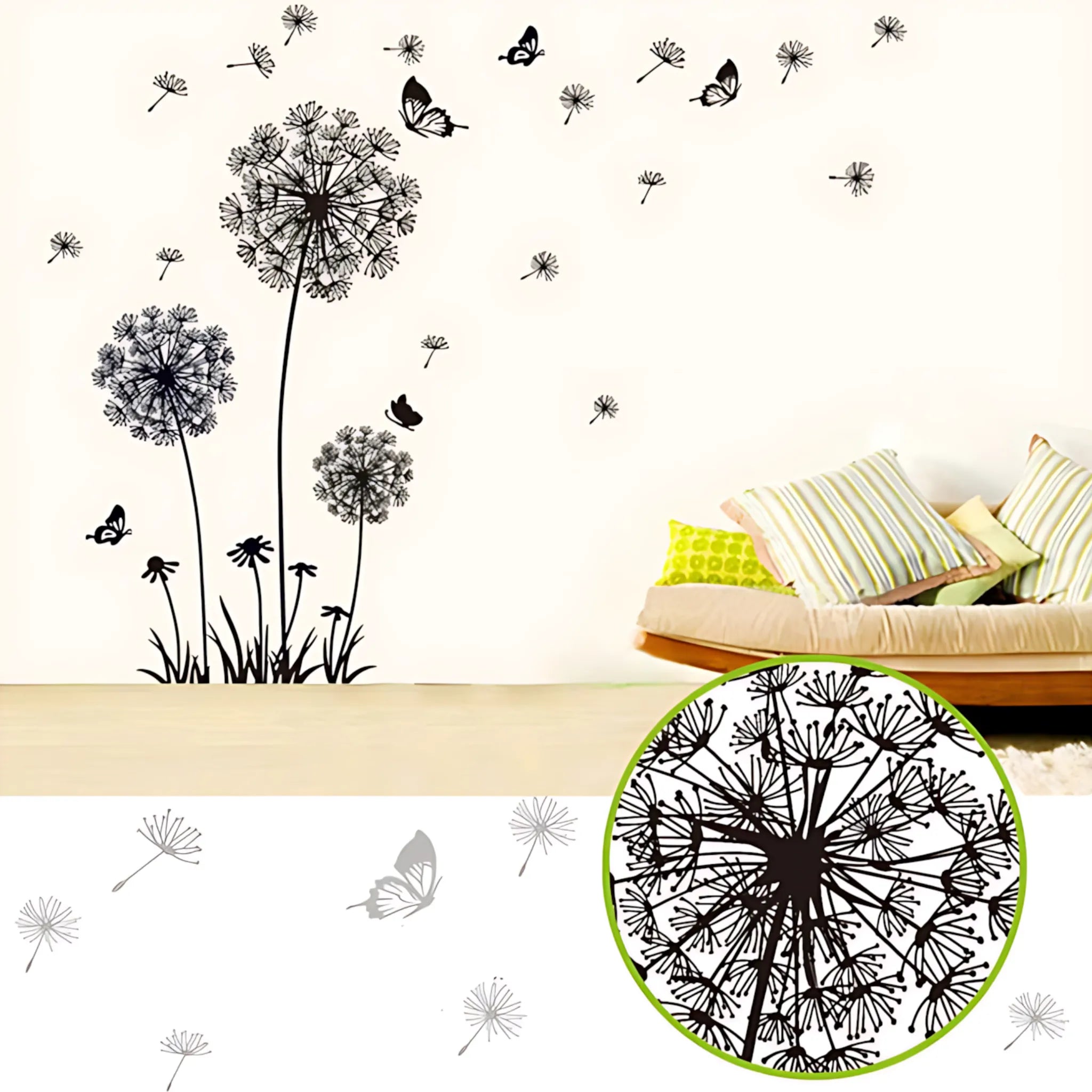 Black Dandelion Wall Decals - Elegant Home Decor Stickers