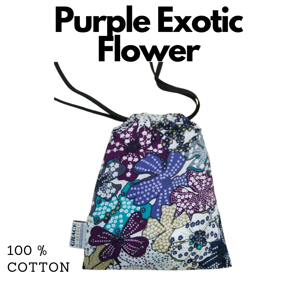 Drawstring Storage Bag - Purple Exotic Flower