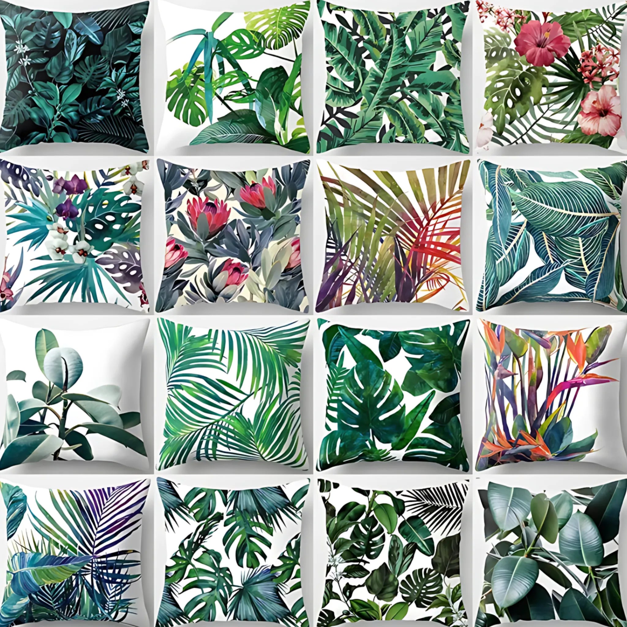 tropical leaf cushion cover