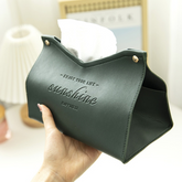 Green tissue box holder