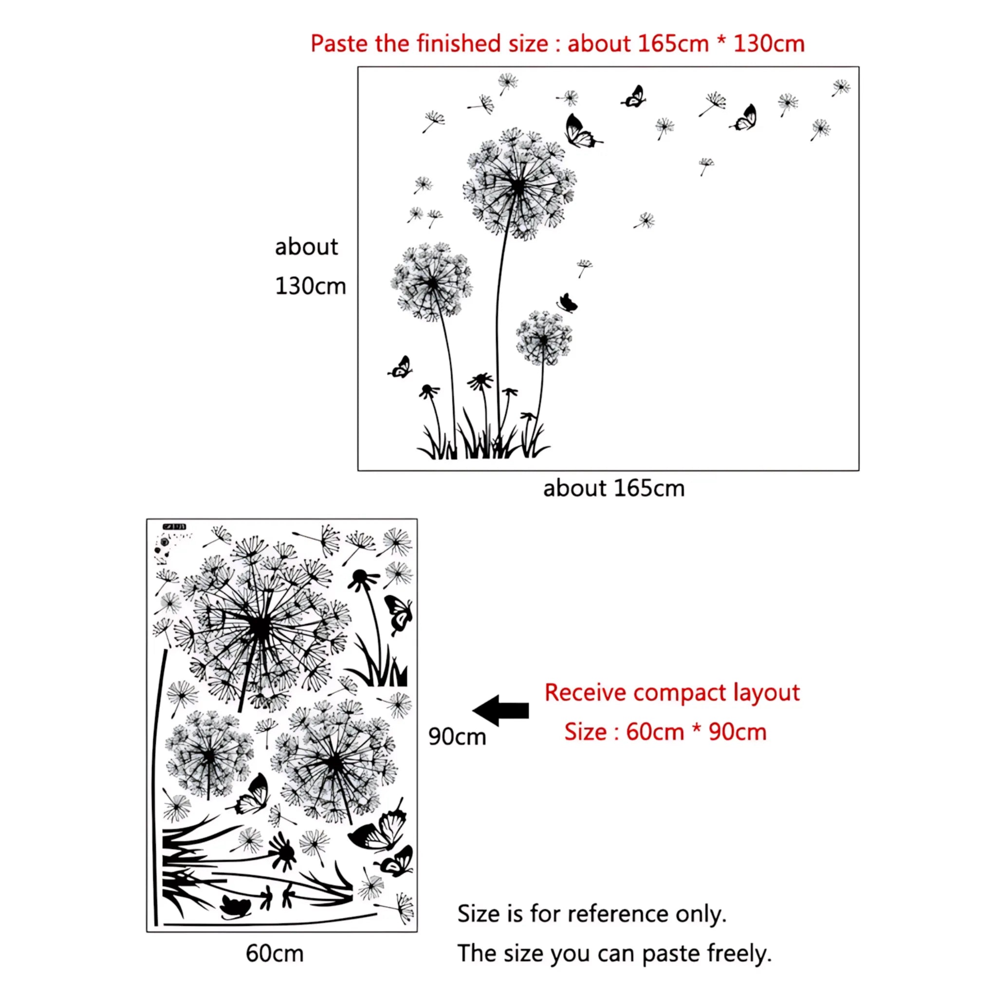 Black Dandelion Wall Decals - Elegant Home Decor Stickers