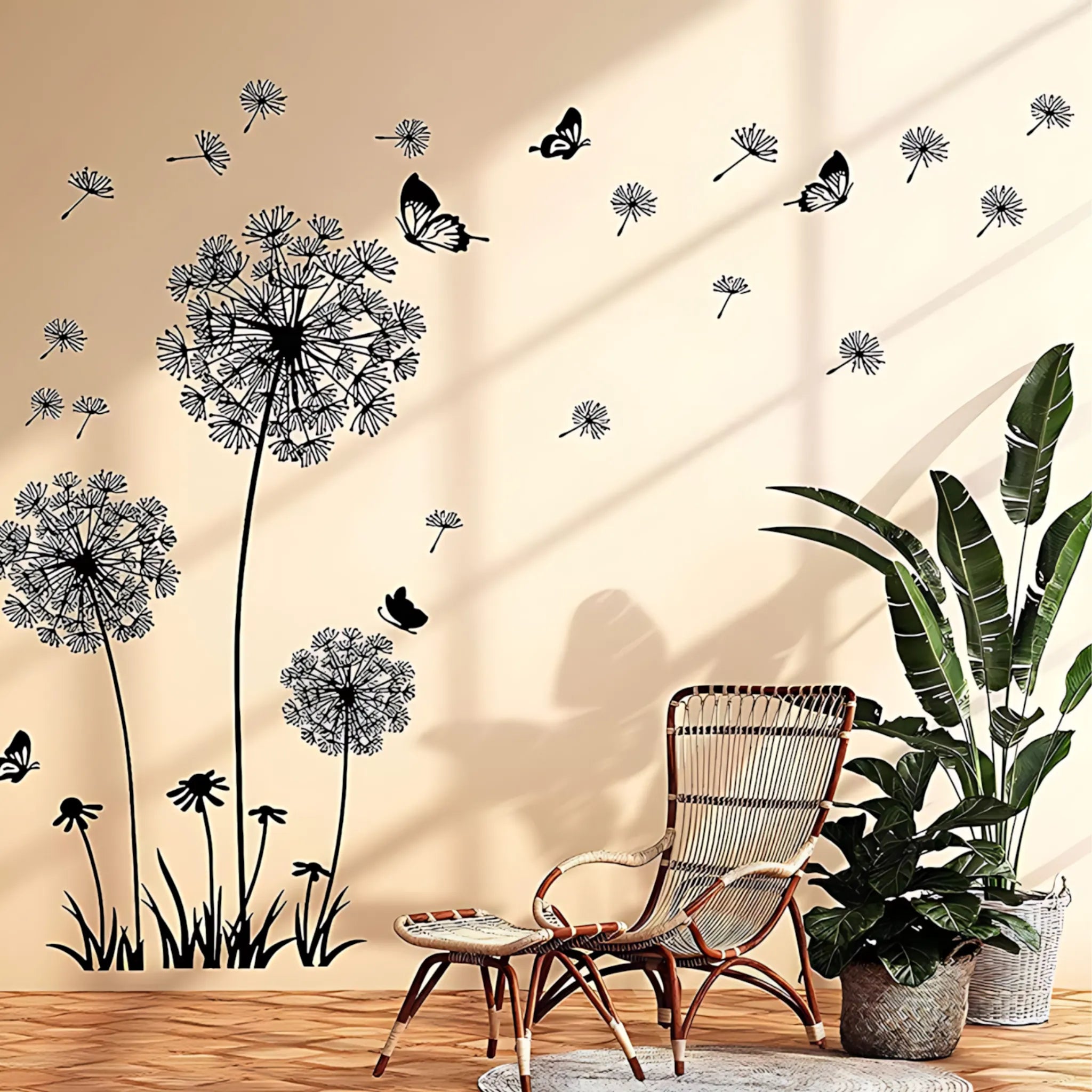 Black Dandelion Wall Decals - Elegant Home Decor Stickers