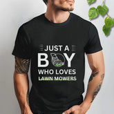 boy loves lawnmowers tee