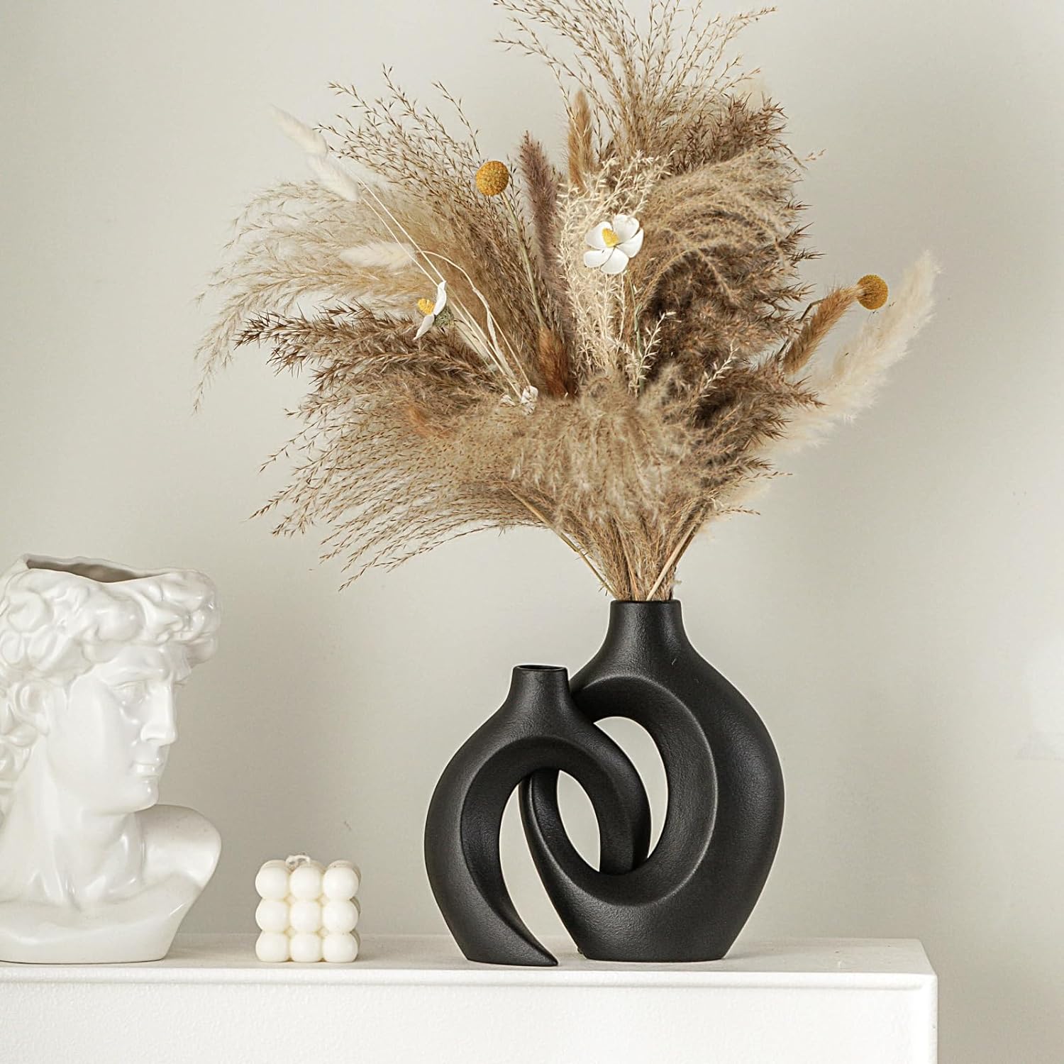 Milky white ceramic vases