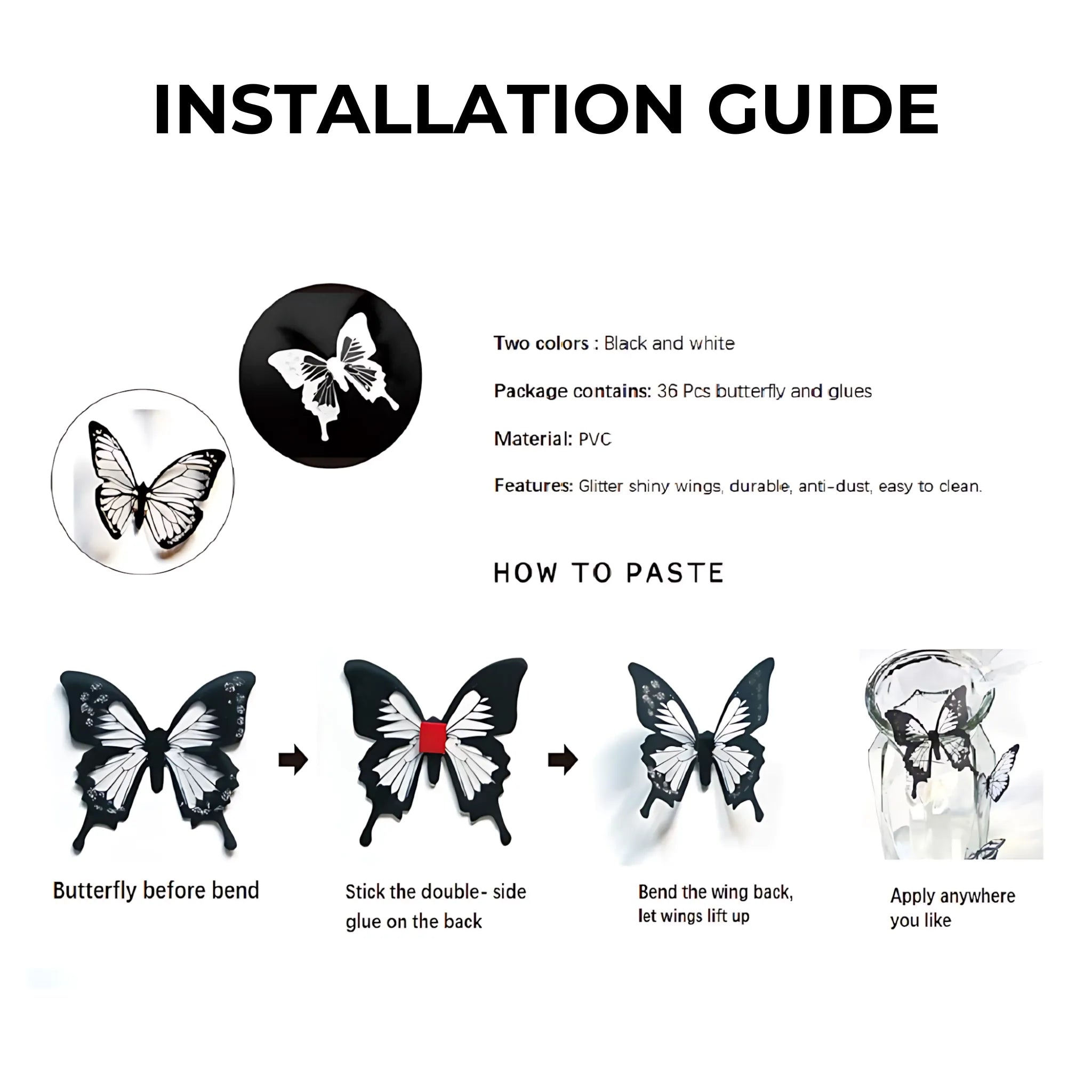 3D Butterfly Wall Stickers - 18 Pcs