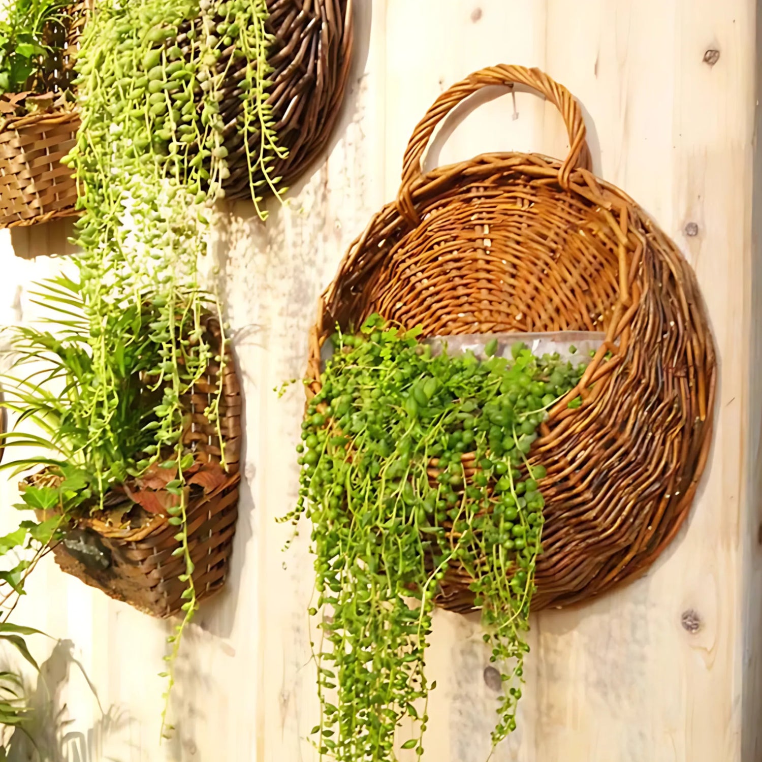 Hanging wicker basket