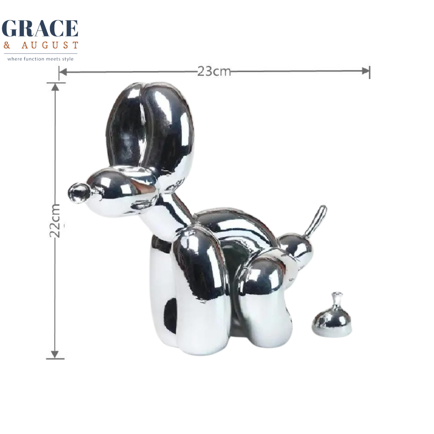 silver pooping balloon dog