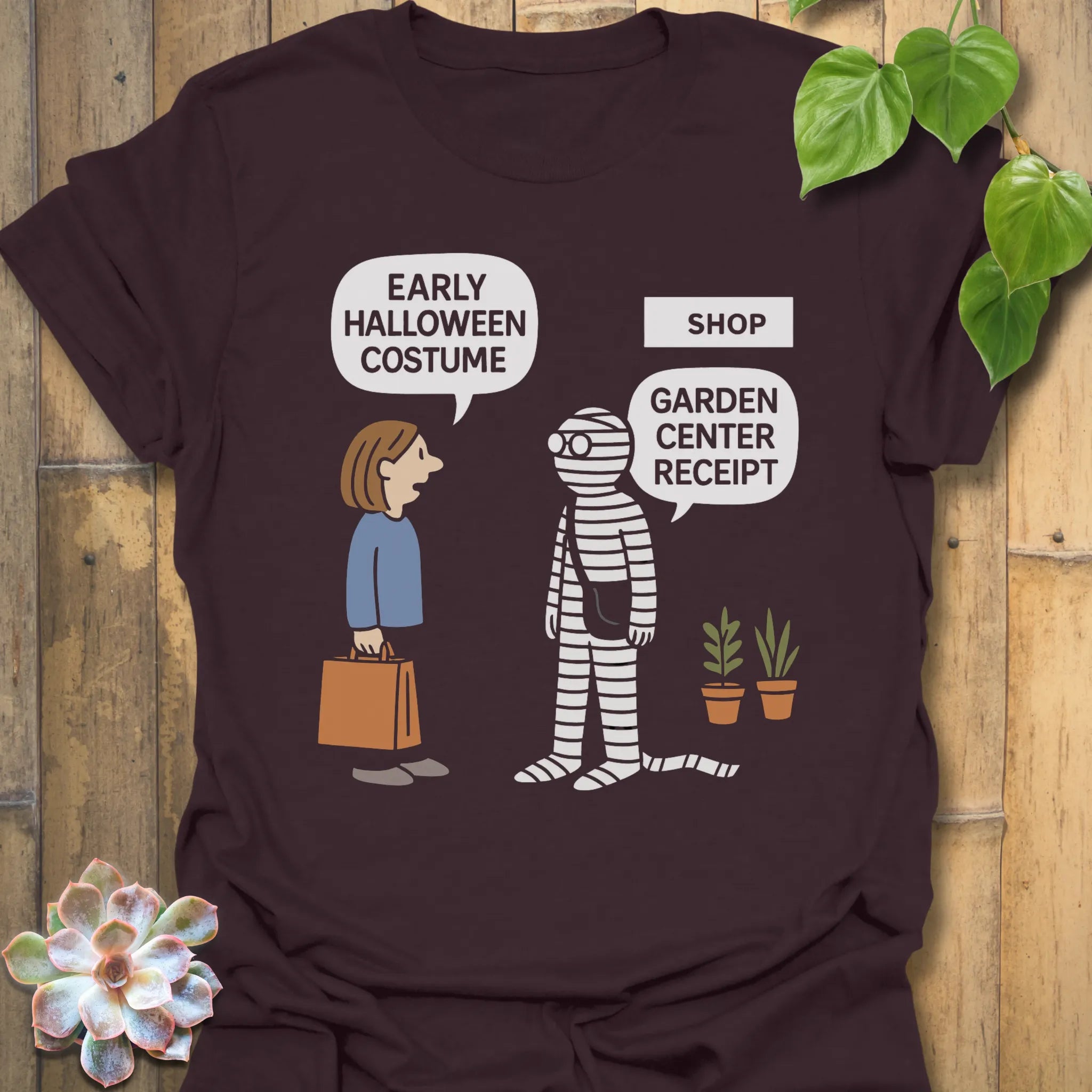 Dark Chocolate t-shirt featuring the design Halloween Costume printed in bold letters, stylish Halloween top.