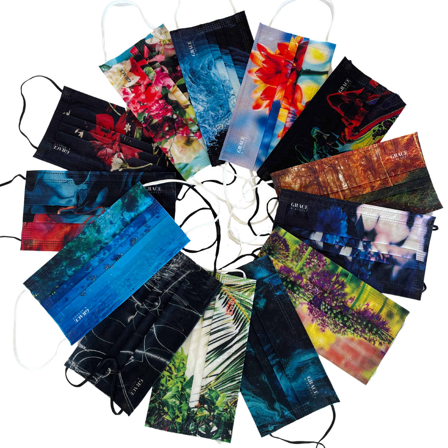 Medical Disposable Face Mask 3 Ply | Flower Puff Print | 10x10 Pack Adult