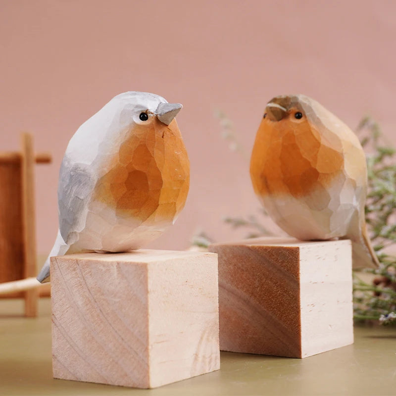Wooden bird sculptures
