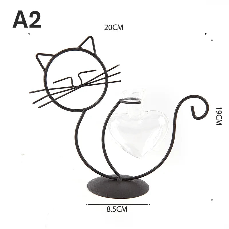 Cat-shaped metal vase