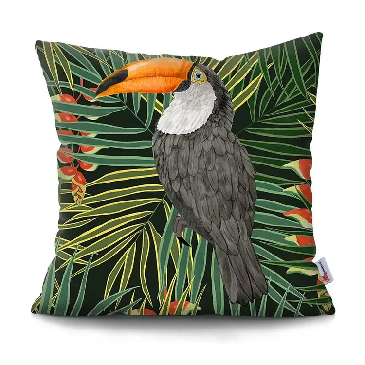 square toucan cushion cover