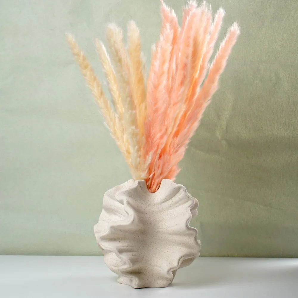 White Ceramic Coral Style Vase for Modern Home Decor