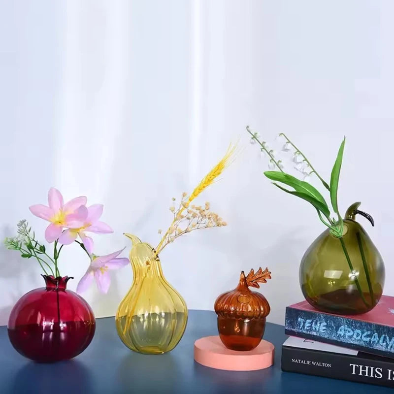 Pomegranate Pear Zucchini Fruit Shaped Glass Vase