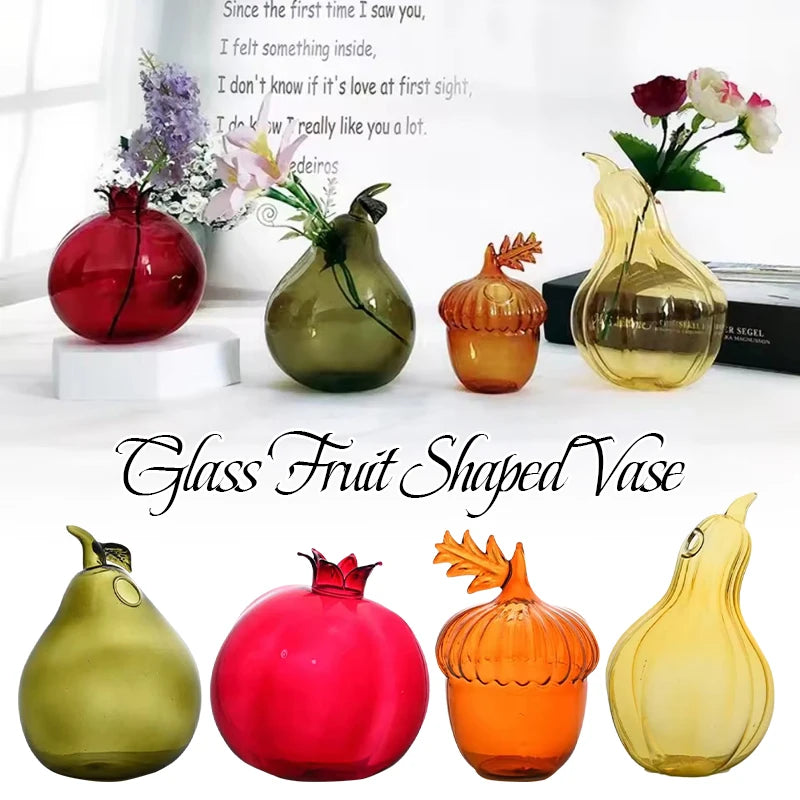 Pomegranate Pear Zucchini Fruit Shaped Glass Vase