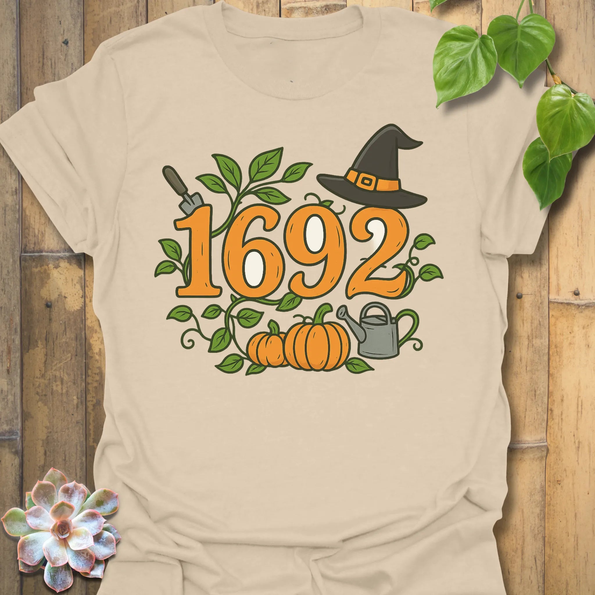 Sand t-shirt featuring the design 1692 printed in minimalist witchy shirt