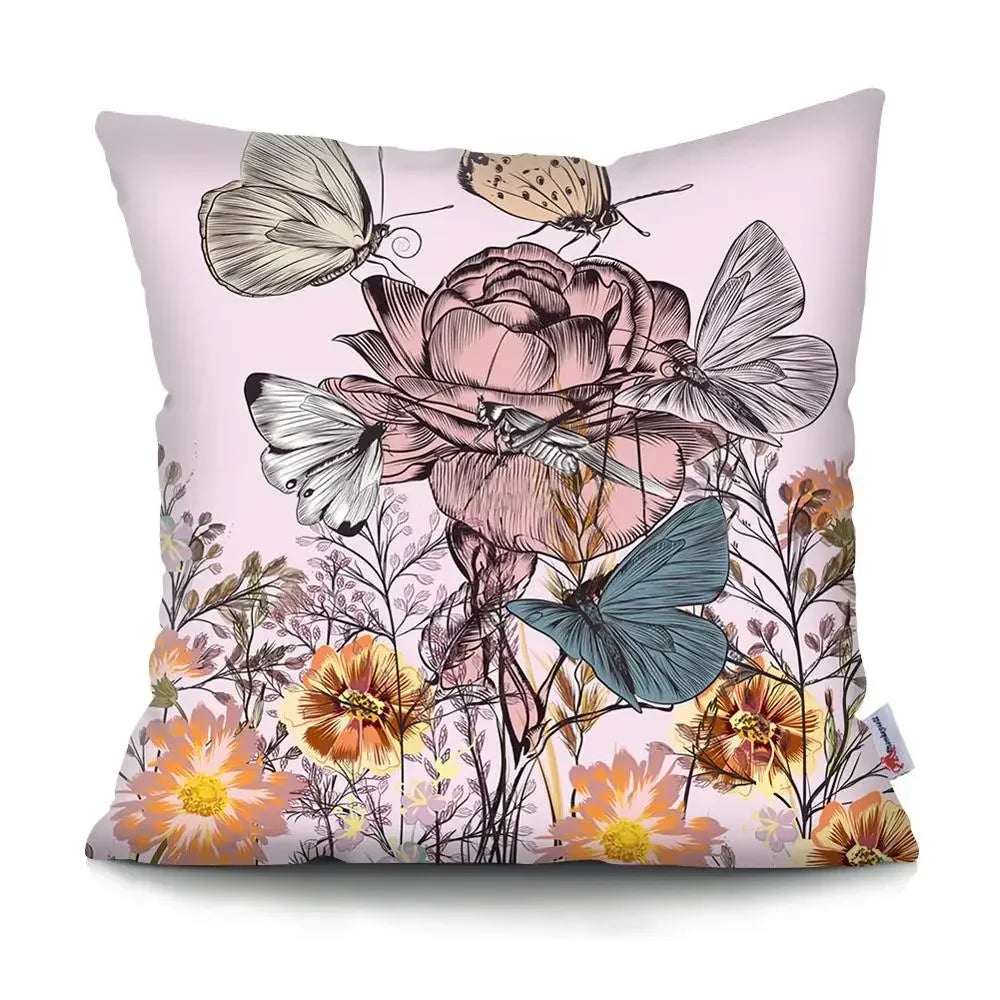 pink butterfly pillow slip