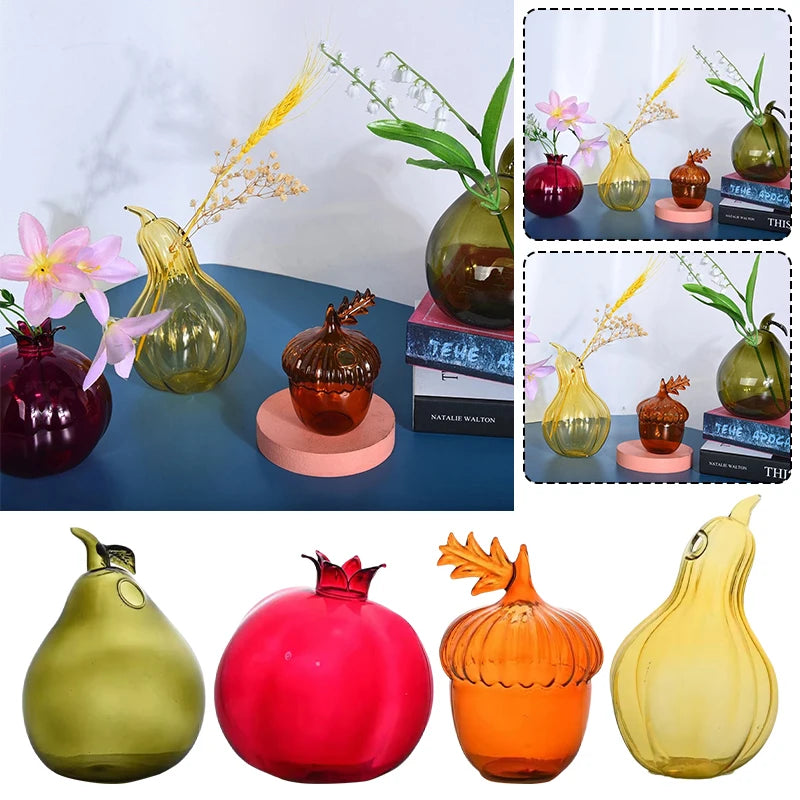 Pomegranate Pear Zucchini Fruit Shaped Glass Vase