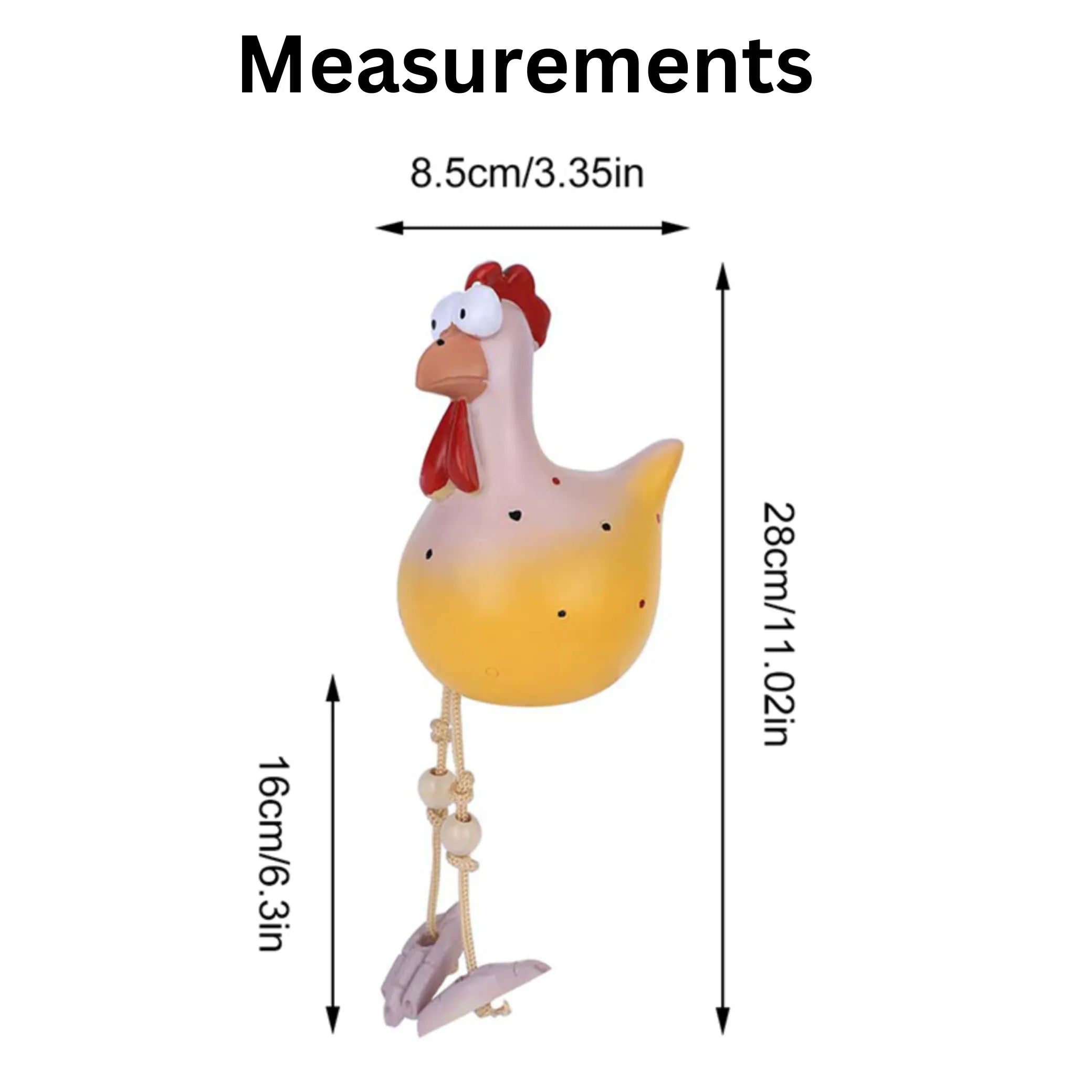 Resin chickens with dangling legs