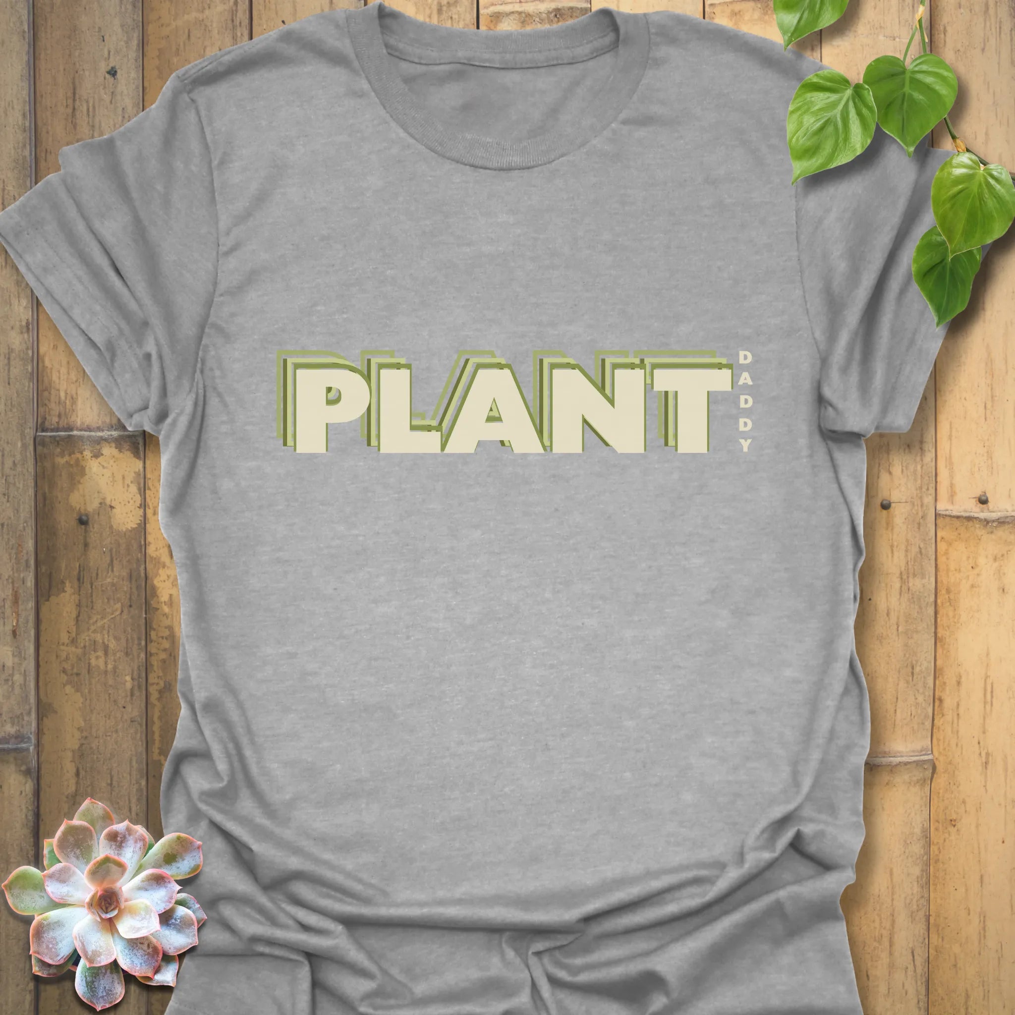 Sport Grey t-shirt featuring the design Plant Dad, comfortable everyday plant dad tee.