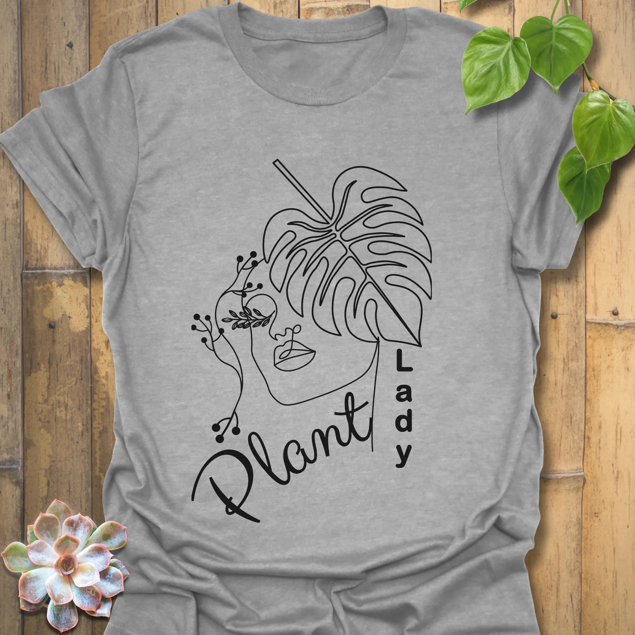 Sport Grey t-shirt with the Plant Lady design, a stylish option for gardening and plant fans