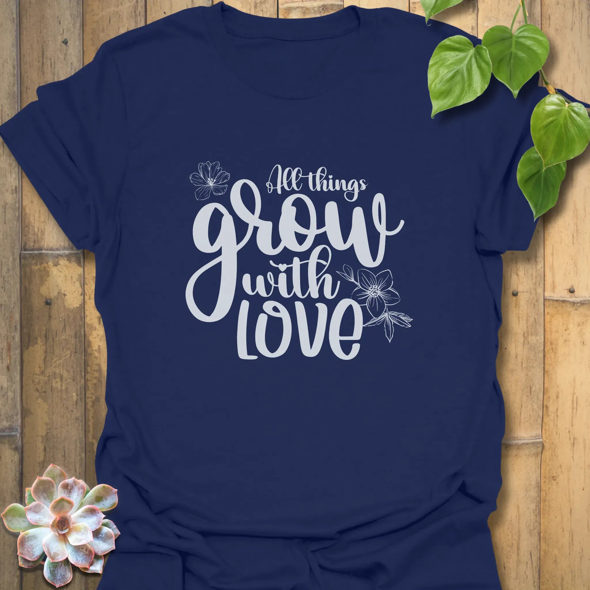 All Things Grow with Love – T-shirt Navy / S T-Shirt