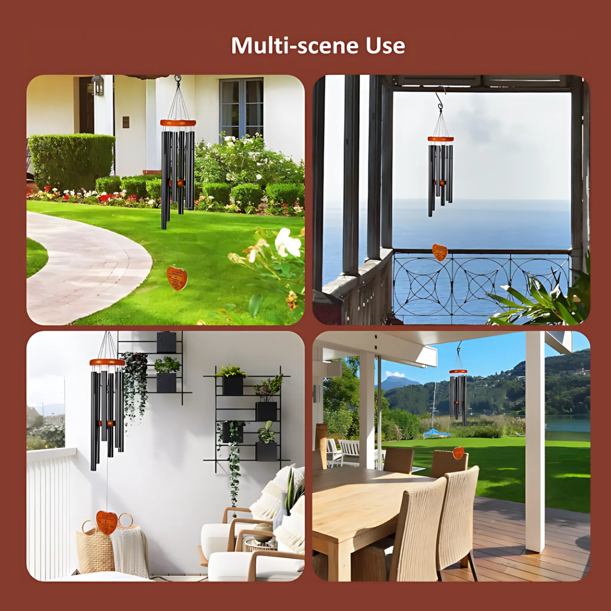 Aluminum Wind Chimes – 6-Tube, Soothing Outdoor Decor 64.7x8.1cm Wind Chime