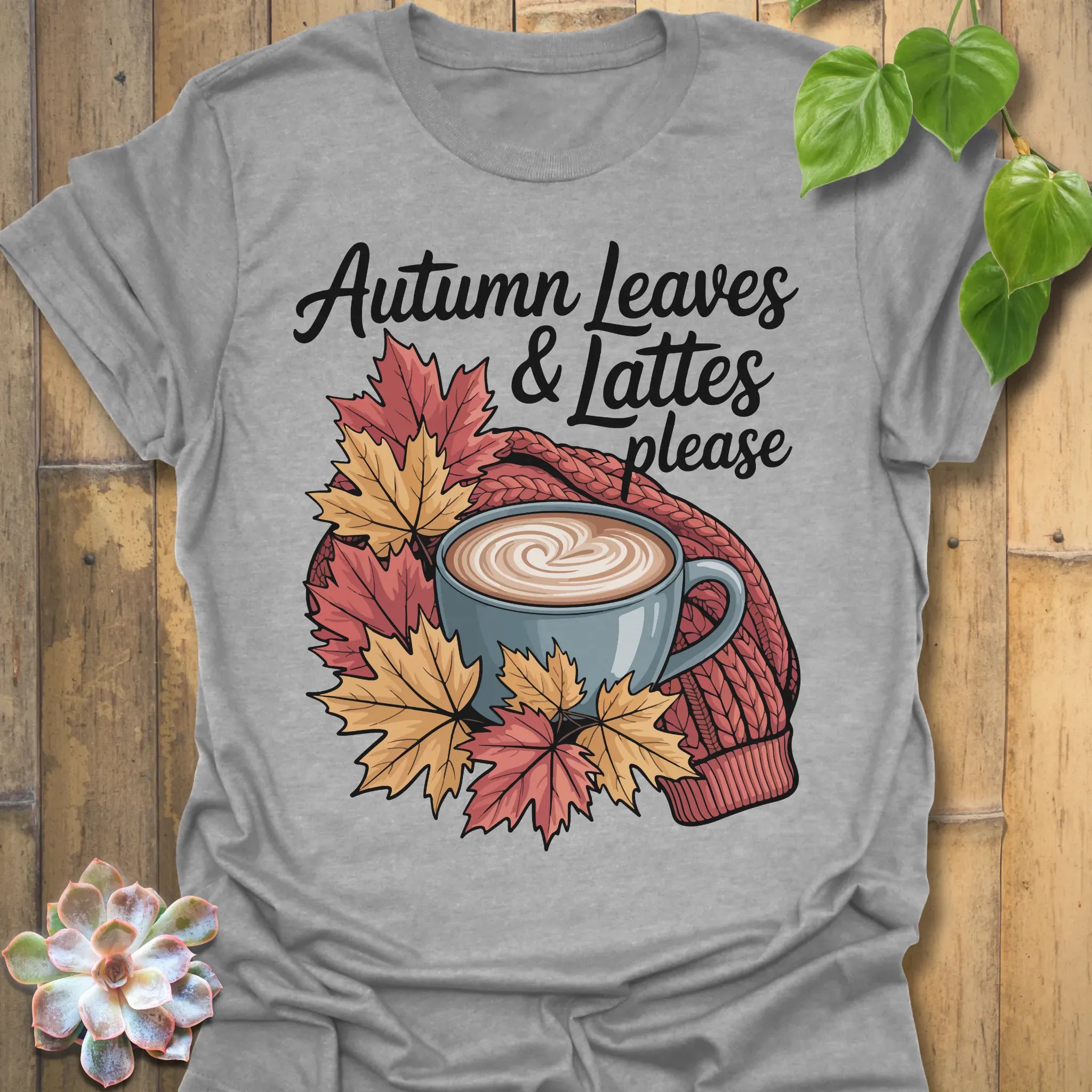 Autumn Leaves & Lattes T-Shirt Sport Grey / S T-Shirt