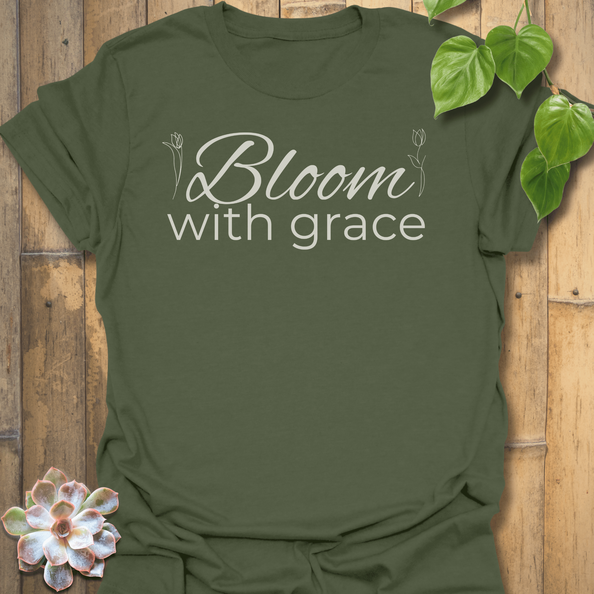 Bloom With Grace T-shirt Military Green / S T-Shirt