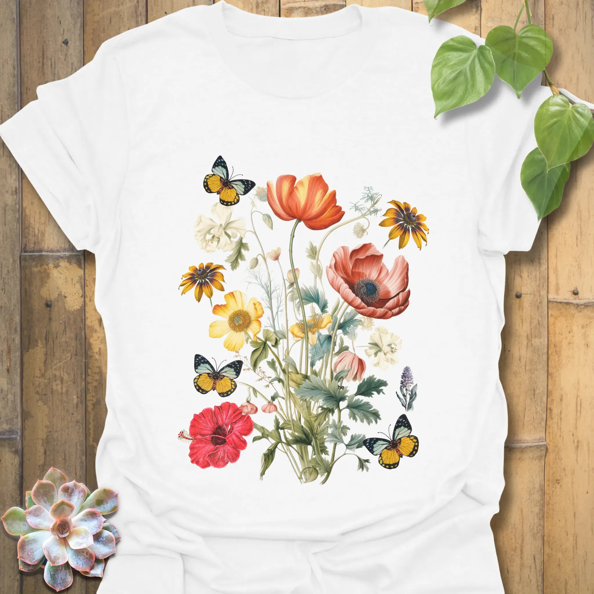 Butterfly Blooms T-shirt White / S T-Shirt