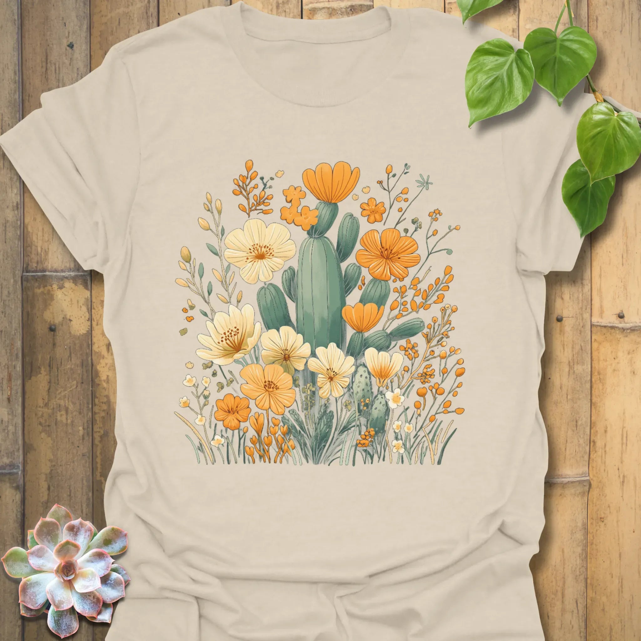 Cactus & Petals T-Shirt Natural / S T-Shirt