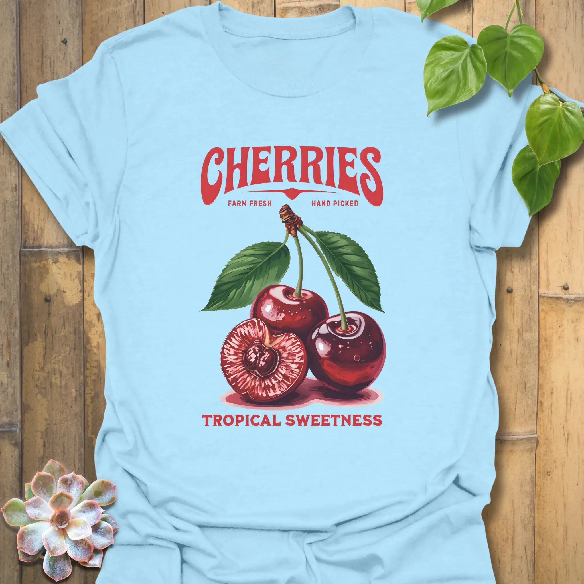 Cherries Tropical Sweetness T-Shirt Light Blue / S T-Shirt