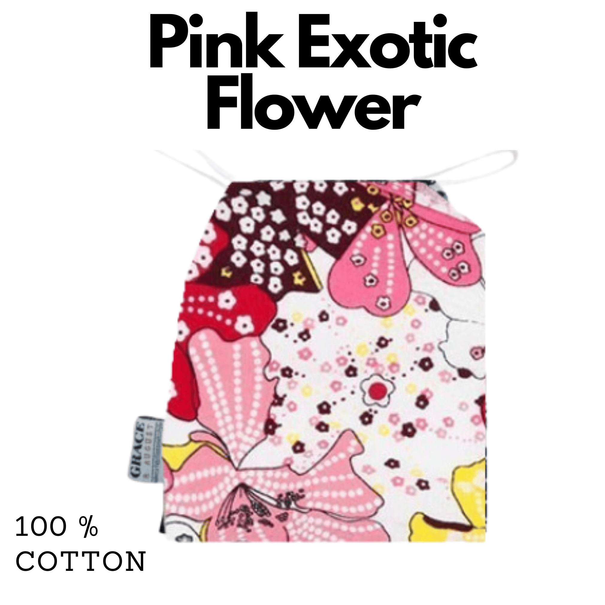 Cotton blend Drawstring Storage Bag - Perfect for Everyday Use- Pink Exotic Flower Face masks