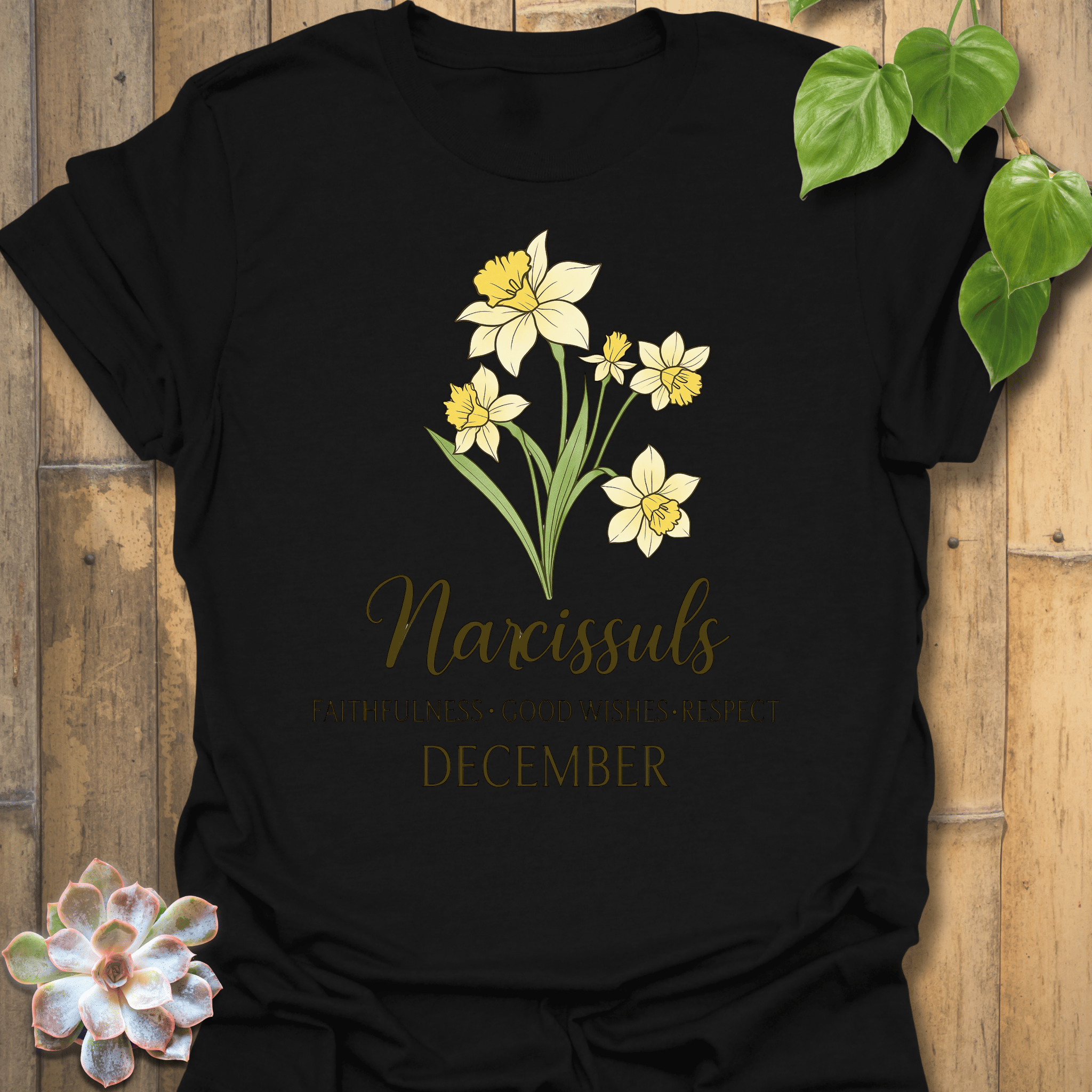December Narcissus T-shirt Black / S T-Shirt